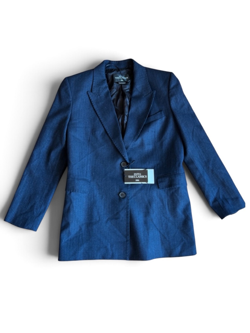 NWT Zara Into The Classics Navy Pinstripoed Blazer Sz XS